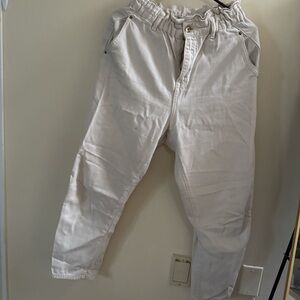 Zara Casual Elastic Waist Pants - Cream